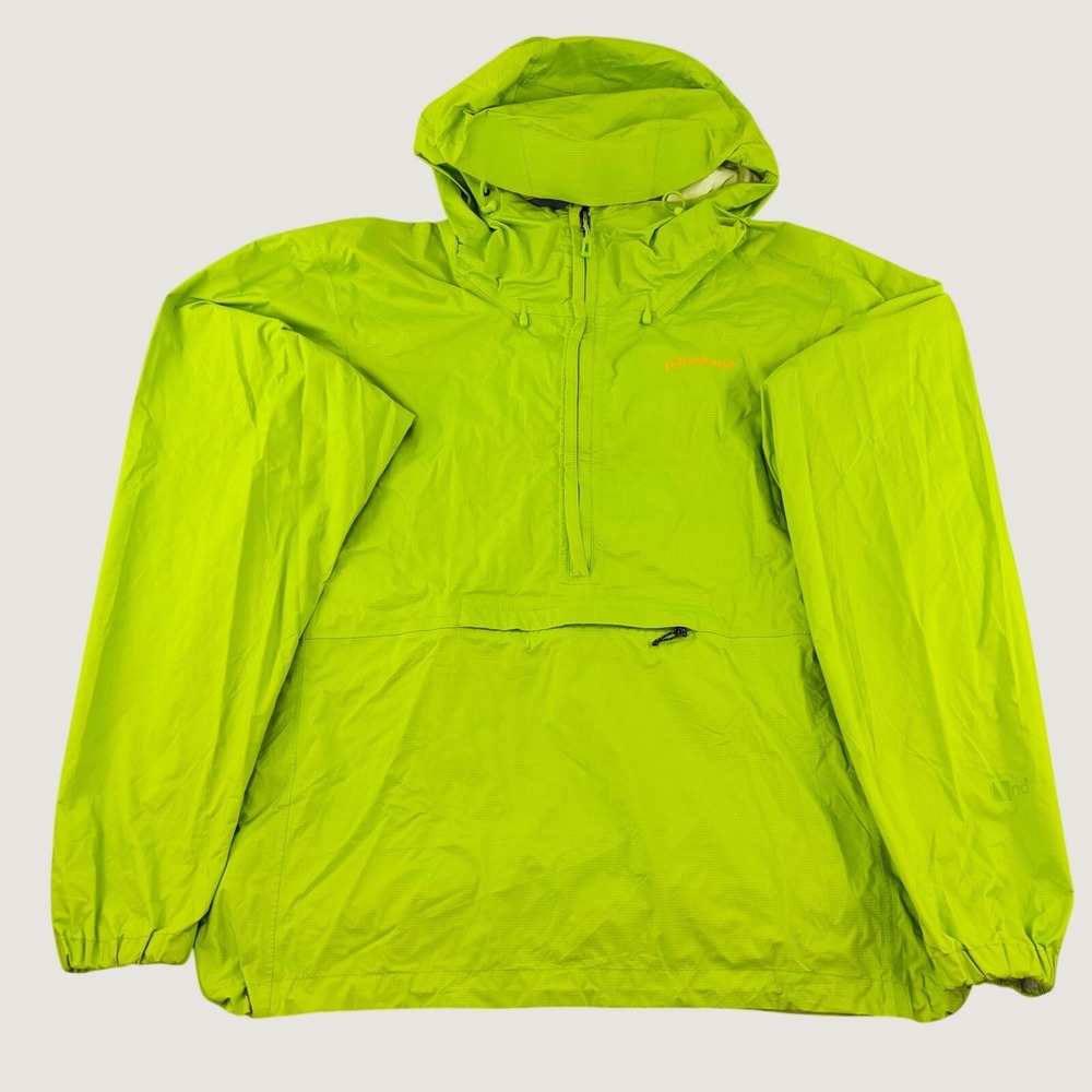 Patagonia H2No Mens Lime Green Waterproof Ripstop Half Zip Anorak Jacket Large